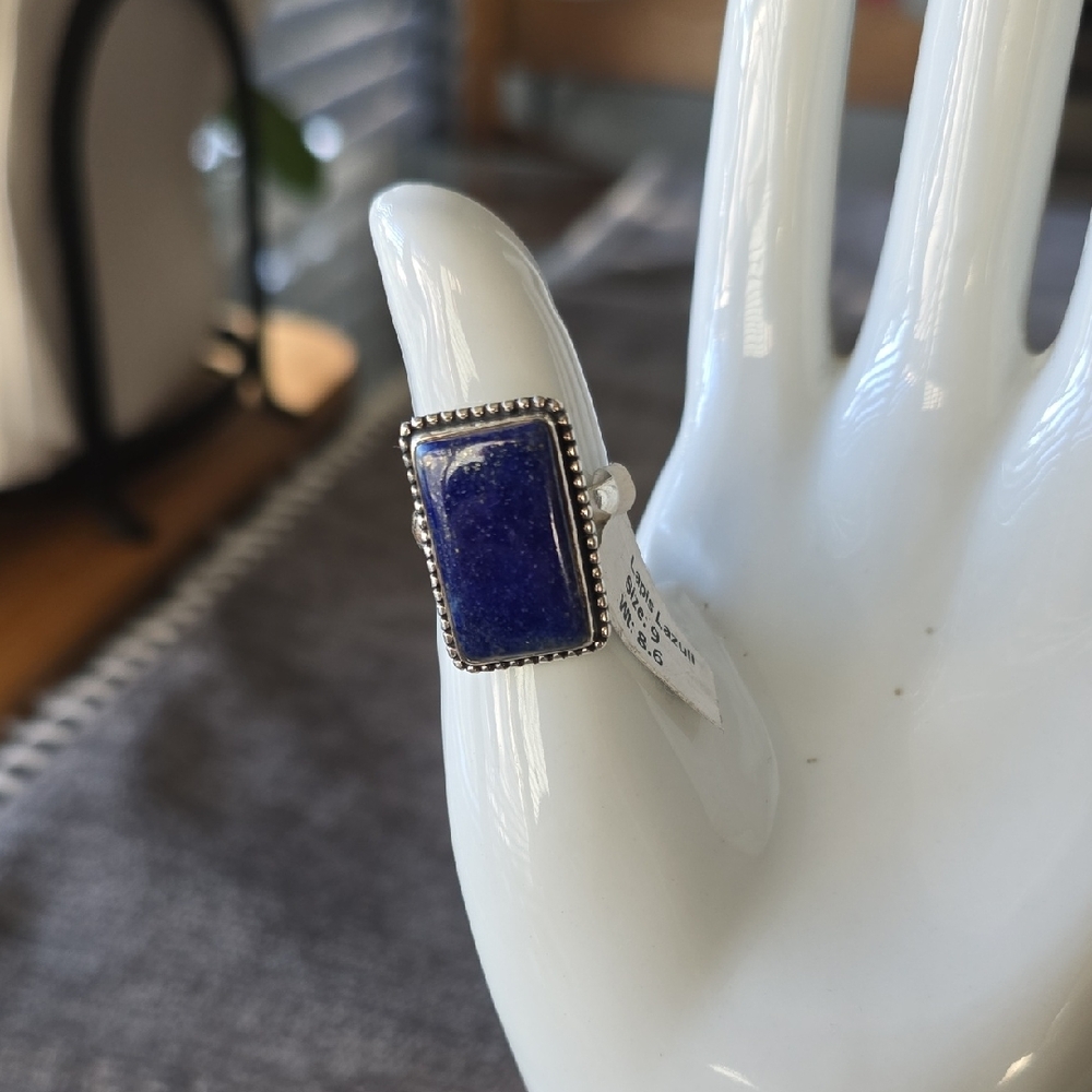 935 Sterling Silver Lapis Lazuli Ring~Sz 9